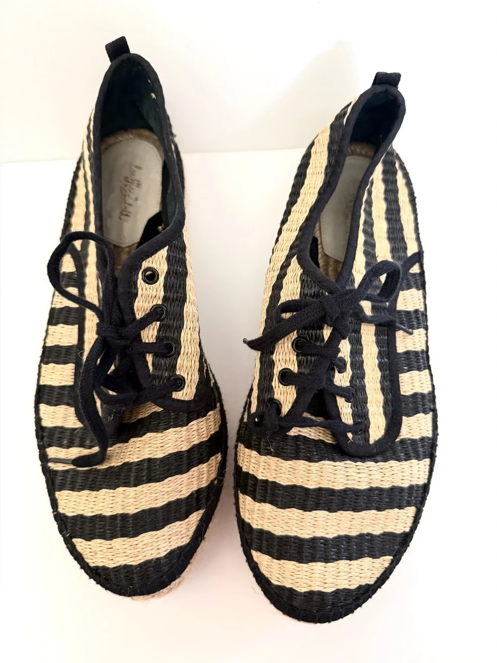 Loeffler Randall Alfie Raffia Striped Platform Espadrille Size 10